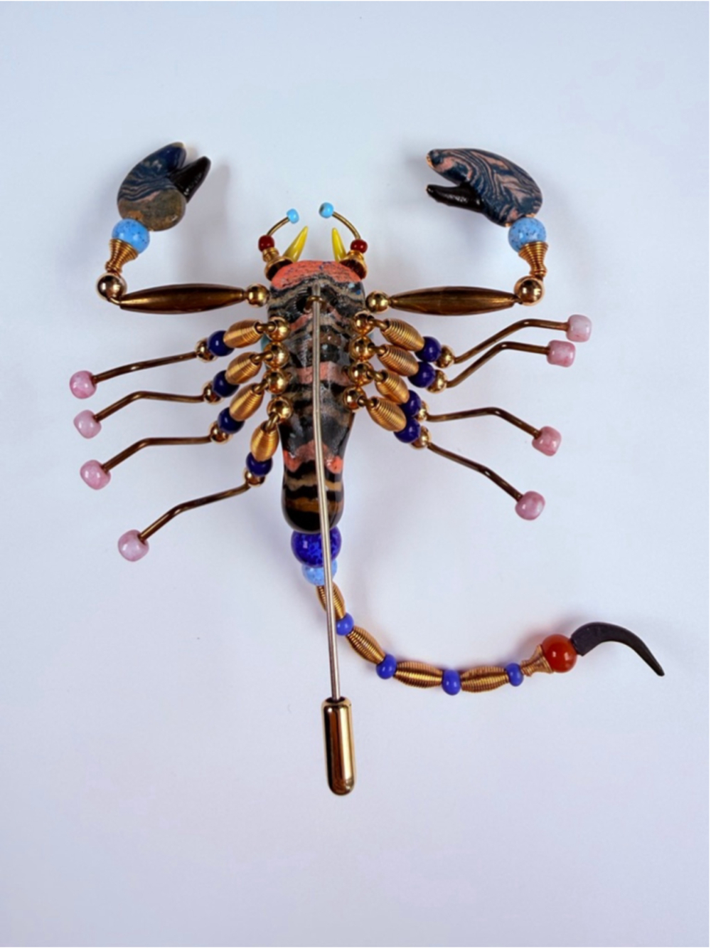 Cynthia Chuang Jewelry 10 Scorpion Insect Porcelain Glass Stick Pin Brooch 3.75" - Picture 8 of 10